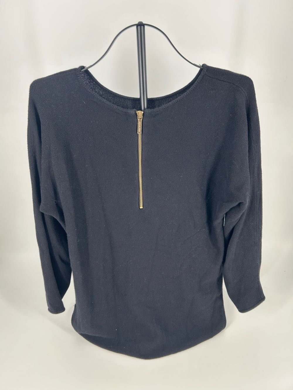 Michael Kors Black Knit Top with Gold Back Zip
